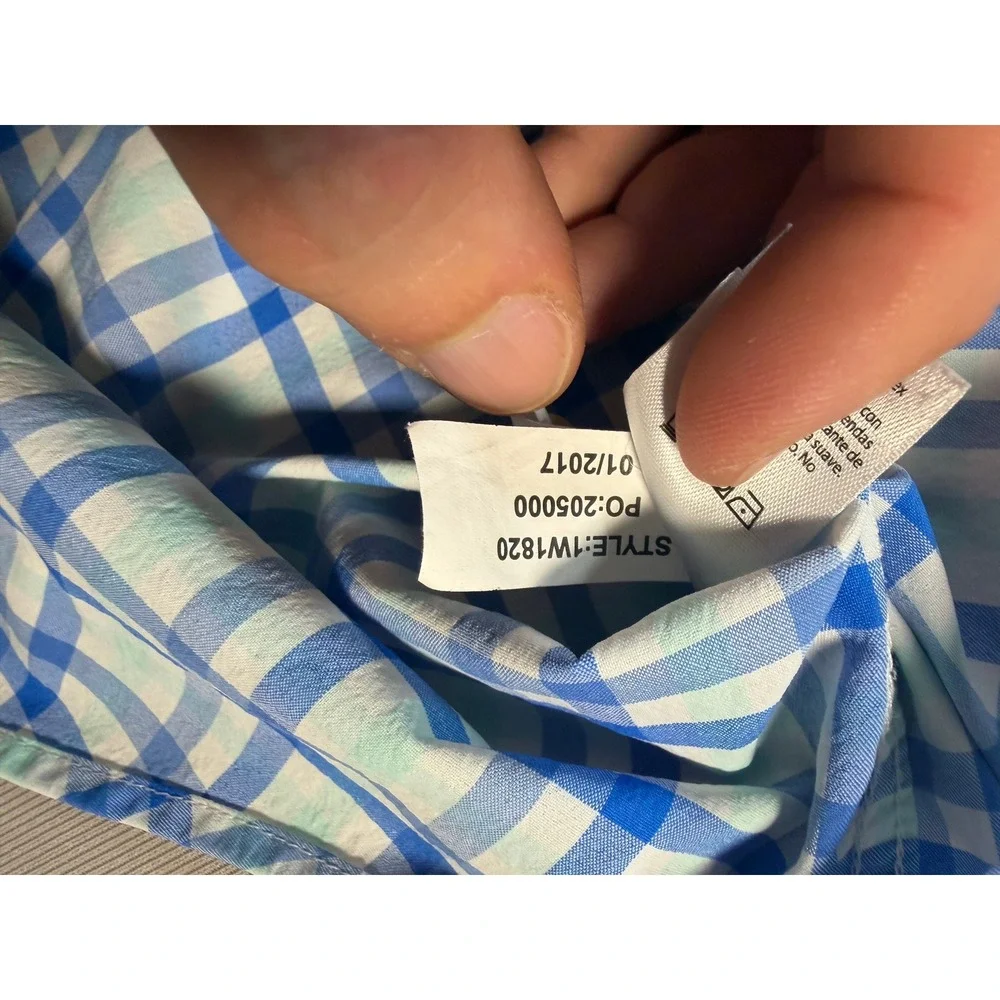 Vineyard Vines Performance Murray Shirt Mens M Classic Fit Blue Gingham 1W1820